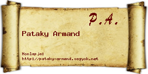 Pataky Armand névjegykártya